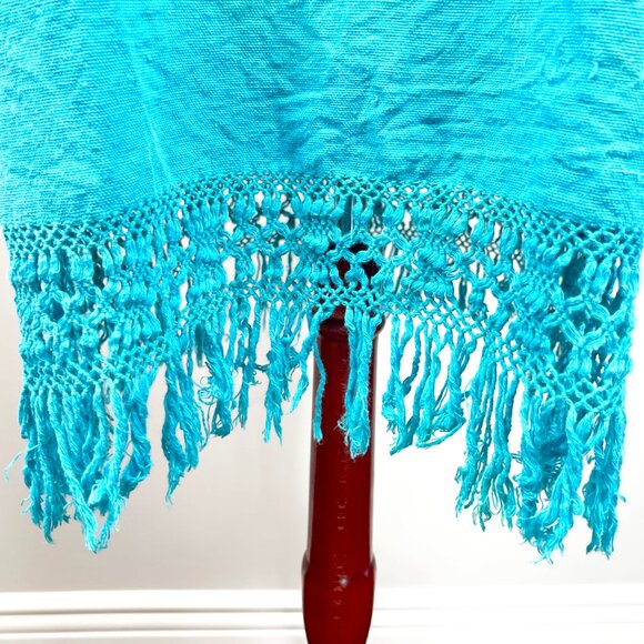 Vintage Boho Summer Shift Dress – Hand Embroidered Orange Floral with Fringe Hem - Picture 9 of 12